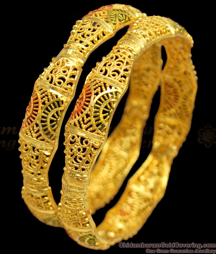 BR1159-2.4 Curvy Pattern Gold Inspired Forming Bangles Set Trendy Model