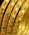 BR1160-2.4 Muthu Small Gold Beads Flower Design Forming Bangles Collection