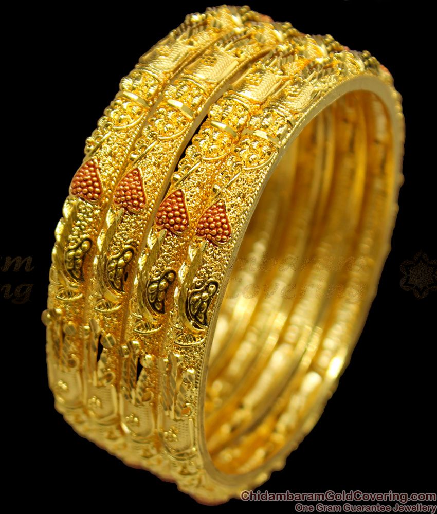 BR1161-2.8 Artistic Self Made Gold Forming Enamel Bridal Bangles Set Jewelry