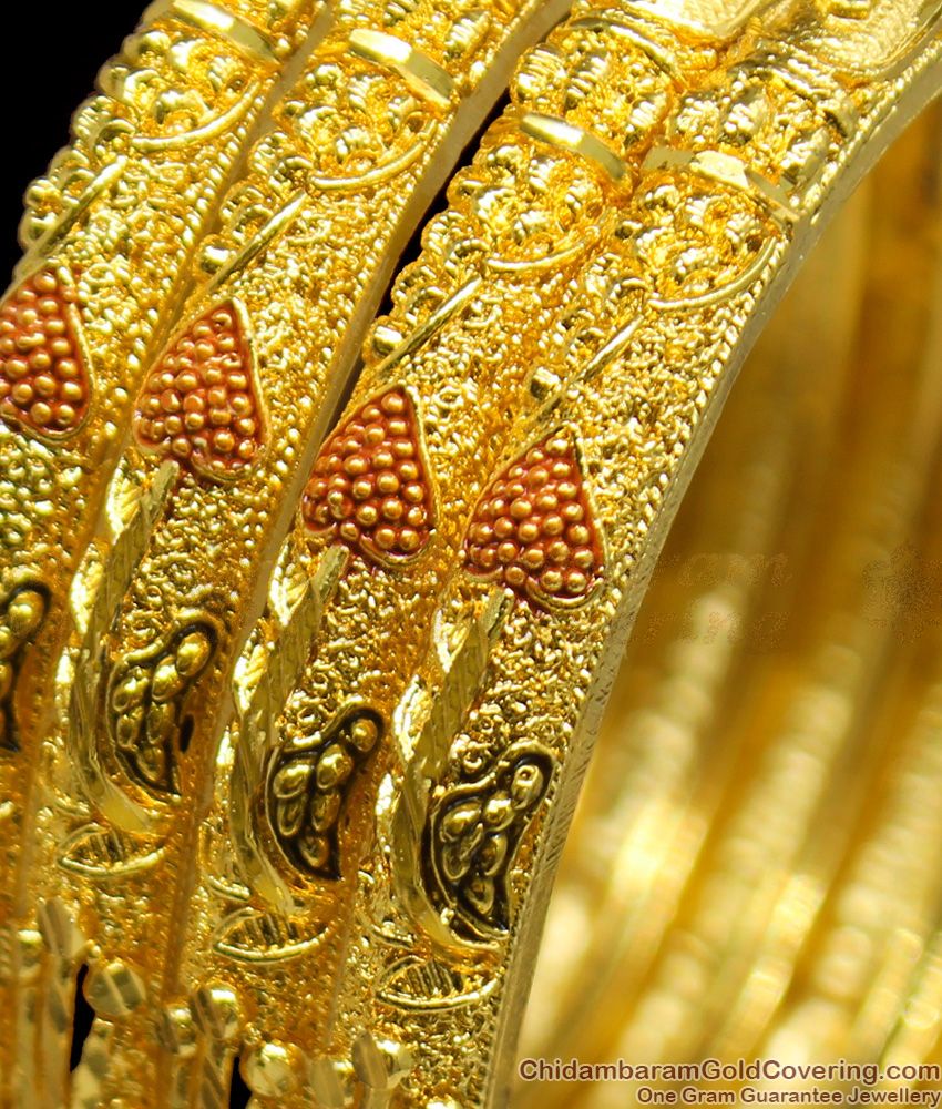 BR1161-2.8 Artistic Self Made Gold Forming Enamel Bridal Bangles Set Jewelry BR1161-2.8 Artistic Self Made Gold Forming Enamel Bridal Bangles Set Jewelry