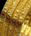 BR1162-2.8 Ruby Stone Inspired Traditional Enamel Gold Bangles For Ladies