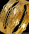 BR1171-2.4 Set Of Two Trendy Neli Edges Gold Tone Bangles For Womens