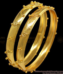 BR1173-2.6 Self Work Plain Bangles Design In Real Gold For Functions Online 