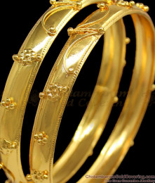 BR1173-2.6 Self Work Plain Bangles Design In Real Gold For Functions Online 