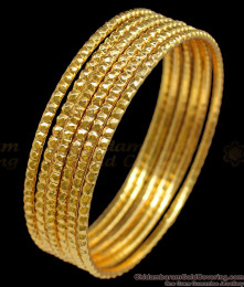 BR1174-2.8 Simple Set Of Six Gold Tone Traditional Bangles Design Daily Use