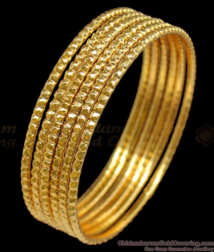 BR1174-2.4 Simple Set Of Six Gold Tone Traditional Bangles Design Daily Use