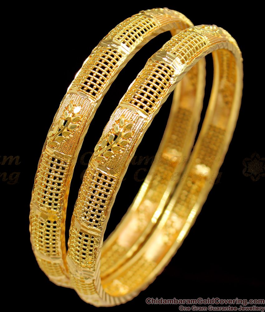 BR1175-2.4 Kerala Leaf Pattern Designer Gold Bangles Latest Collections For Ladies BR1175-2.4 Kerala Leaf Pattern Designer Gold Bangles Latest Collections For Ladies