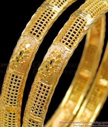 BR1175-2.4 Kerala Leaf Pattern Designer Gold Bangles Latest Collections For Ladies 