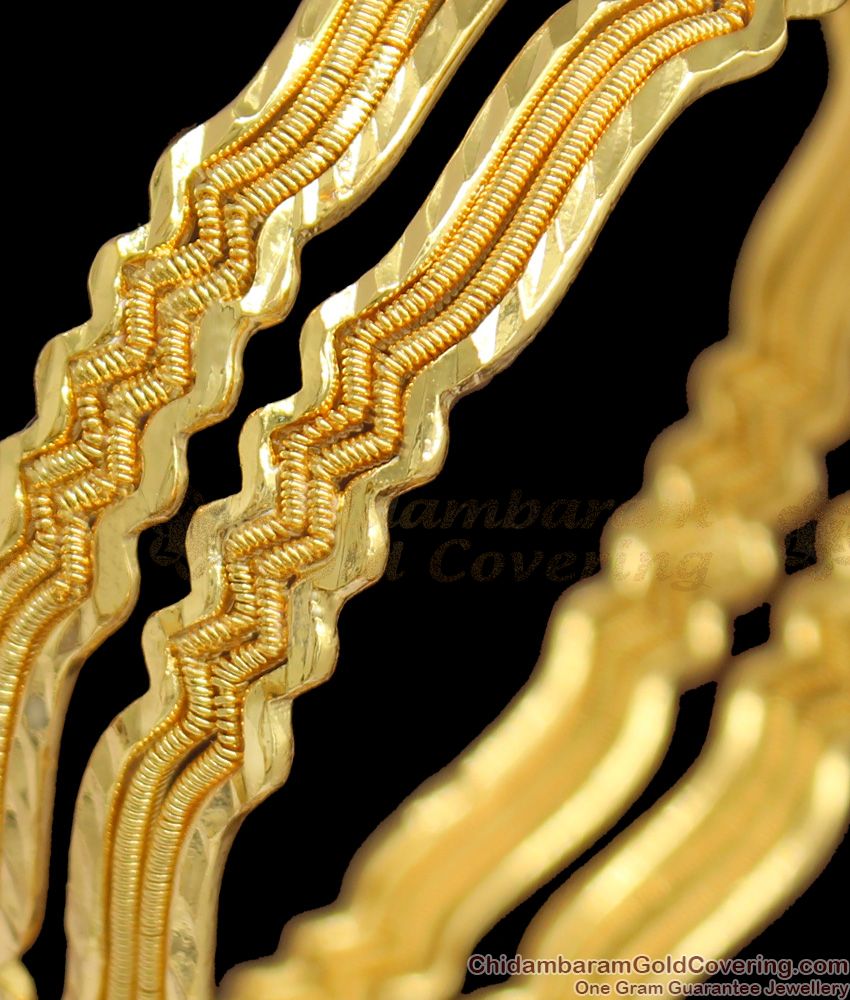 BR1192-2.6 Zigzag Pattern One Gram Gold Fancy Design Bangle Accessories For Ladies