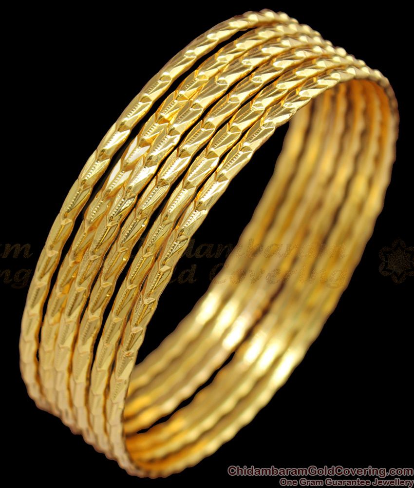 BR1203-2.6 Pure Gold Plain Design Traditional bangle Collections Womens Favorite