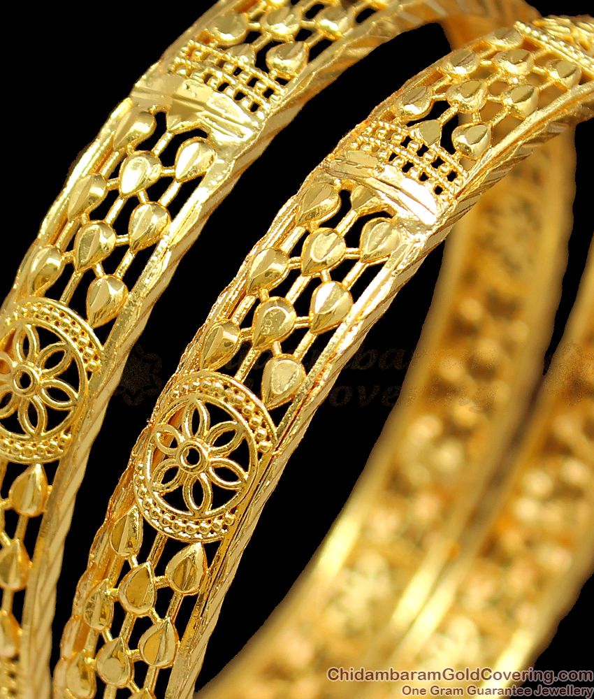 BR1205-2.6 Trendy Flower Model Gold Plated Bangles For Ladies Latest Designs