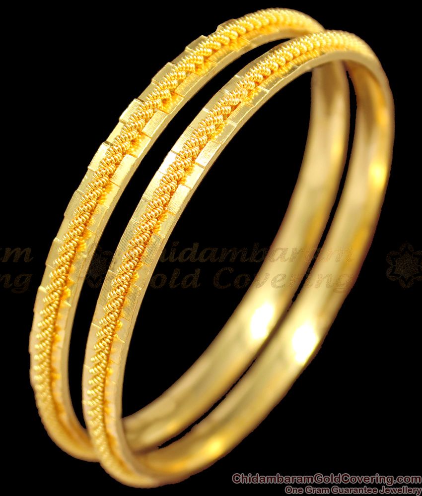 BR1209-2.4 Unique Gold Pattern Handmade Design Bangles Online Shopping