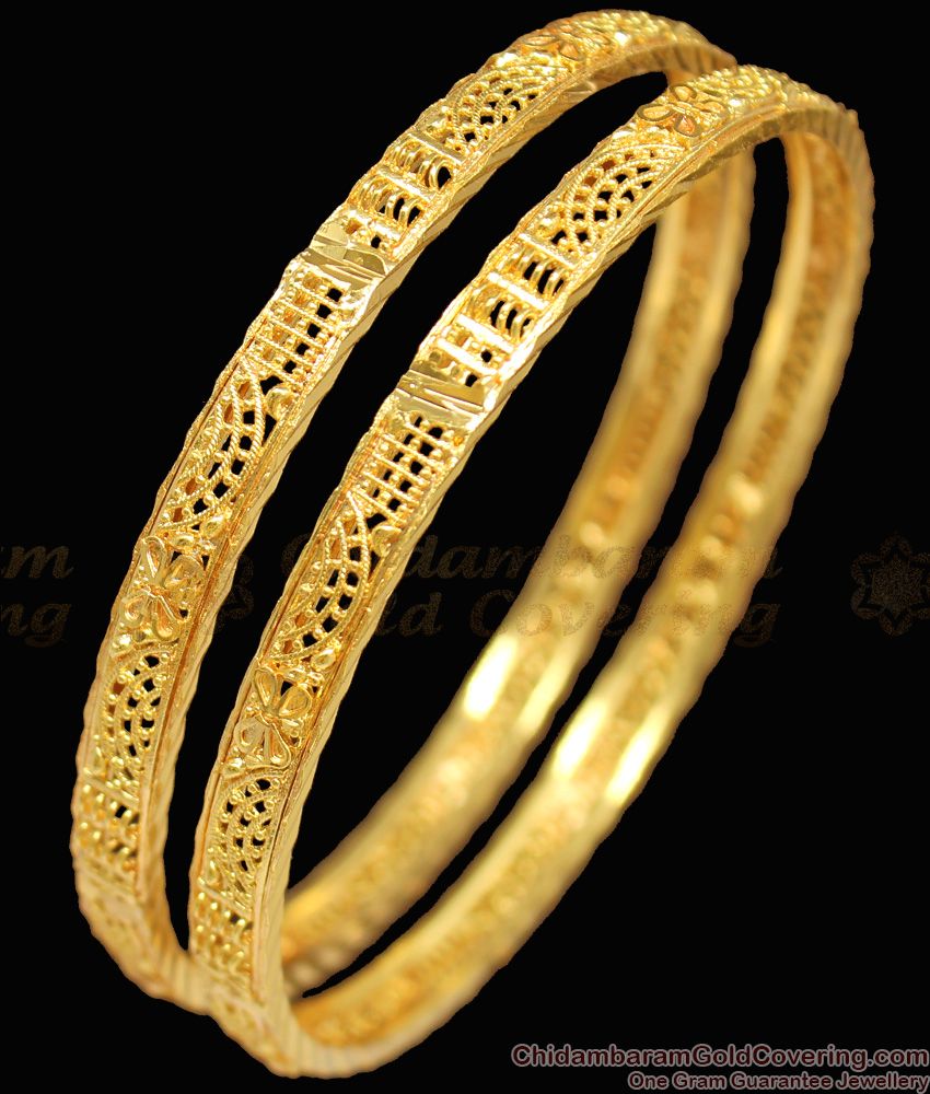 BR1210-2.4 Thin Kerala Design Gold Imitation Bangles Traditional Model For Home Use