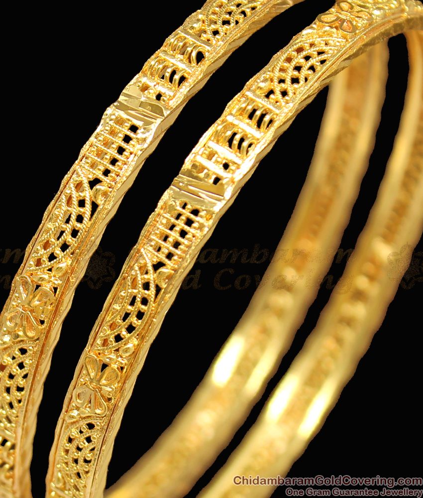 BR1210-2.4 Thin Kerala Design Gold Imitation Bangles Traditional Model For Home Use
