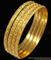 BR1211-2.8 Set Of Four Thin South Indian Gold Pattern Bangles For Womens Regular Use