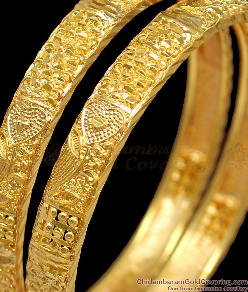 BR1226-2.6 Kerala Bridal Design Light Weight Gold Plated Bangles Set Collections
