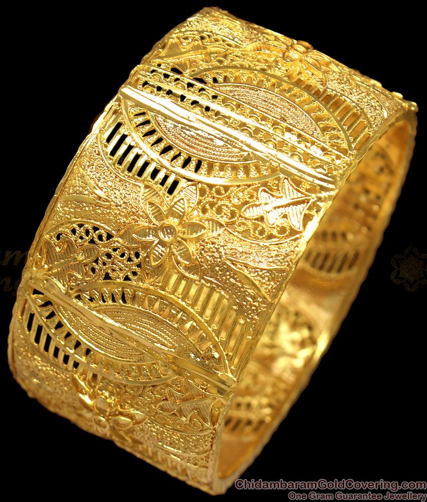BR1229-2.6 Size Broad Leaf Design One Gram Gold Kada Bangles BR1229-2.6 Size Broad Leaf Design One Gram Gold Kada Bangles
