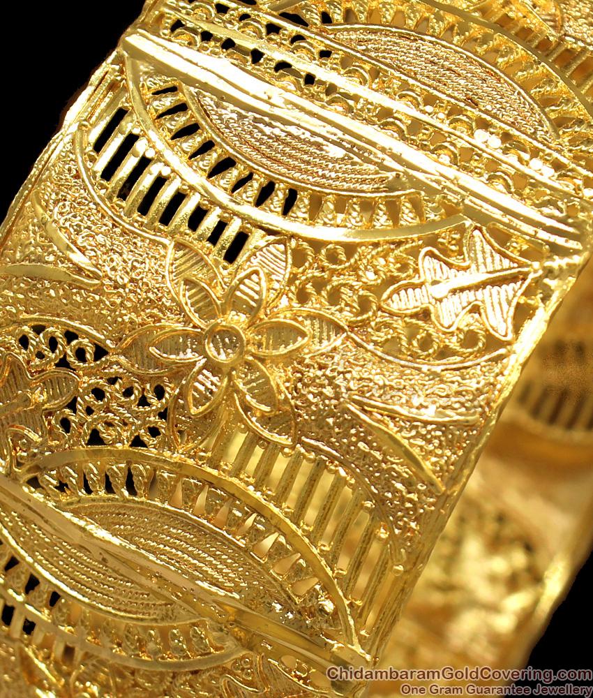 BR1229-2.6 Size Broad Leaf Design One Gram Gold Kada Bangles BR1229-2.6 Size Broad Leaf Design One Gram Gold Kada Bangles