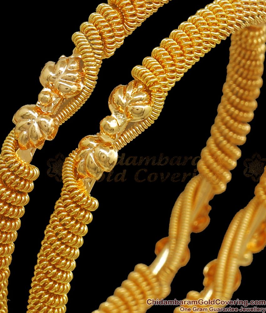 BR123-2.4 Size 24ct Gold Plated Flower Design Party Wear Full Spring Bangle BR123-2.4 Size 24ct Gold Plated Flower Design Party Wear Full Spring Bangle