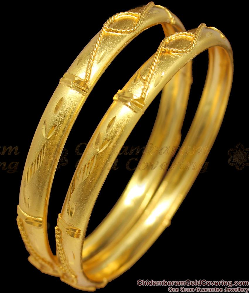 BR1233-2.4 Simple Plain Gold Forming Pattern Traditional Bangle Collections