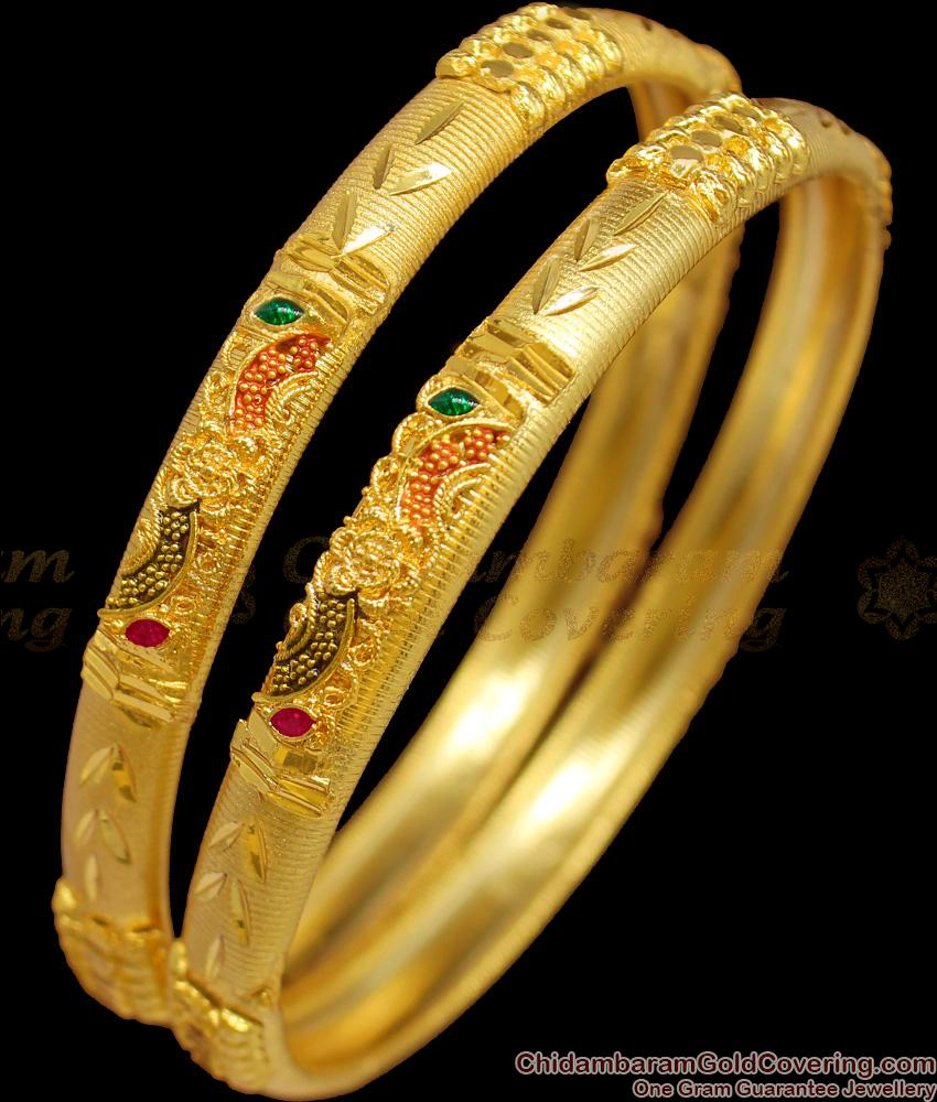 BR1236-2.4 Premium Forming Enamel Pattern Gold Plated Thin Bangle Collections