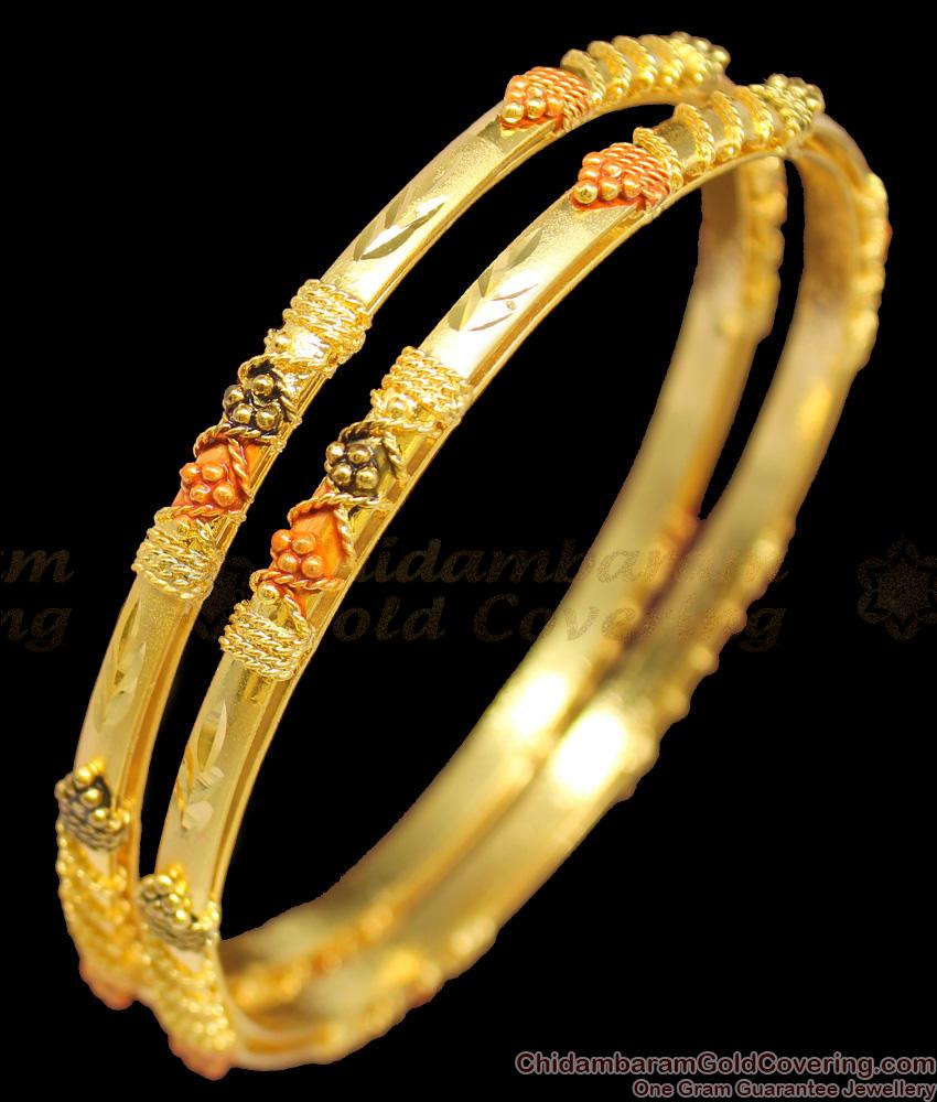 BR1239-2.4 Premium Forming Enamel Pattern Gold Plated Thin Bangle Collections