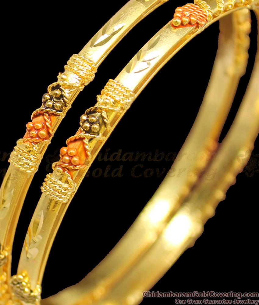 BR1239-2.6 Premium Forming Enamel Pattern Gold Plated Thin Bangle Collections