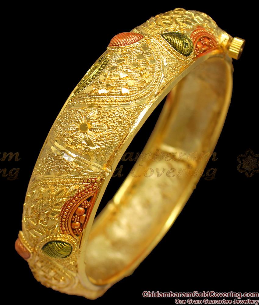 BR1243-2.8 Attractive Kada Gold Inspired Forming Enamel Screw Bangle Collections