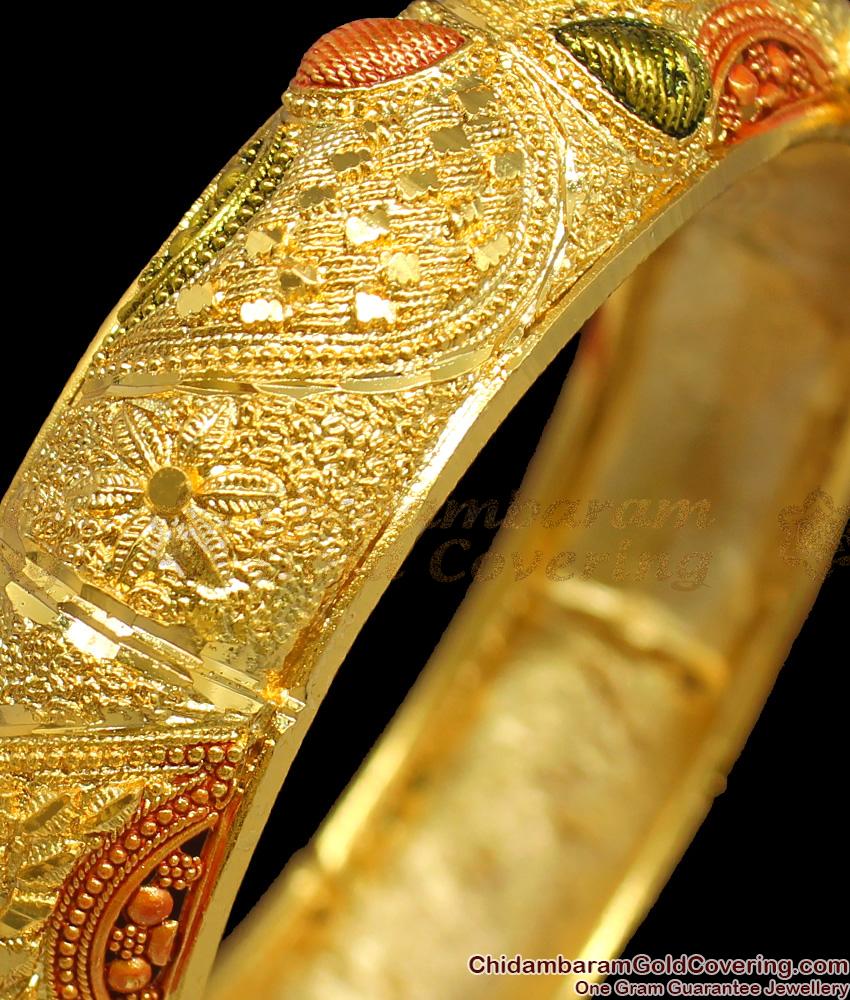 BR1243-2.8 Attractive Kada Gold Inspired Forming Enamel Screw Bangle Collections