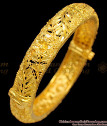BR1244-2.8 Glittering Kada Real Gold Tone Forming Screw Type Plain Bangle Collections