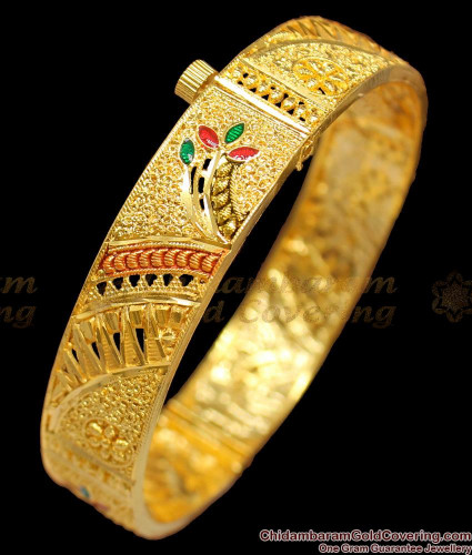 Gold bangle with screw design outlet