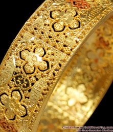 BR1246-2.6 Screw Type Attractive Flower Model Gold Inspired Forming Enamel Bangle