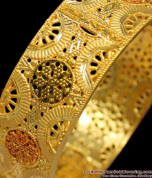 BR1247-2.6 Latest Screw Type Attractive Flower Model Gold Inspired Forming Enamel Bangle