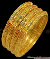 BR1248-2.8 Set Of Four Traditional Flower Model Gold Forming Enamel Bangles