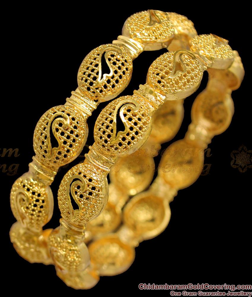 BR1249-2.8 Beautiful Swan Design One Gram Gold Net Type Bangles For Women