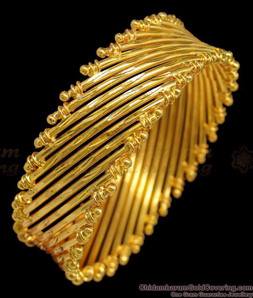 BR1256-2.6 Size Grand Gold Inspired Traditional Semiya Design Kada Bangle Online