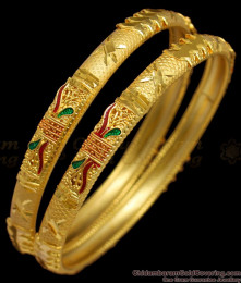 BR1260-2.10 Premium Forming Enamel Pattern Gold Plated Thin Bangle Collections