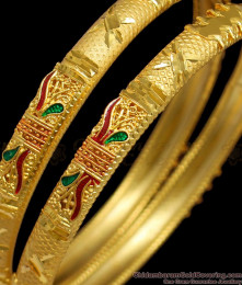 BR1260-2.10 Premium Forming Enamel Pattern Gold Plated Thin Bangle Collections