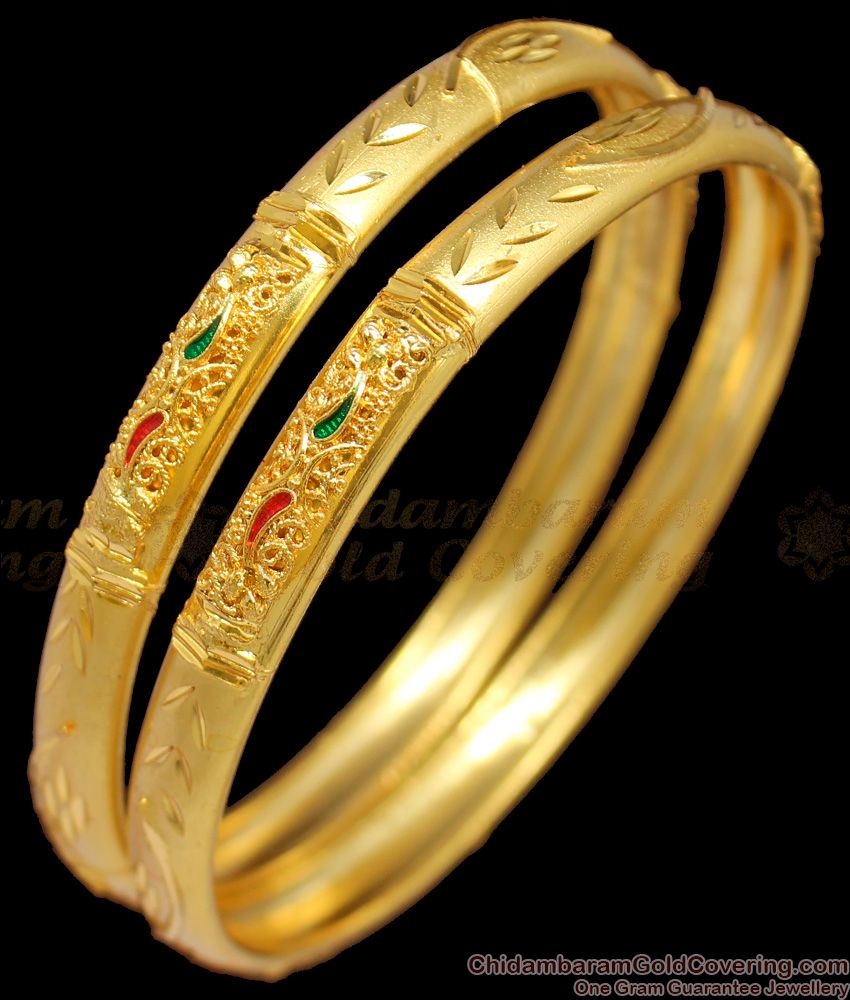 BR1263-2.8 Premium Forming Enamel Pattern Gold Plated Thin Bangle Collections