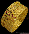 BR1266-2.8 Set Of Four Traditional Flower Model Gold Forming Enamel Bangles