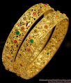 BR1267-2.8 Hand Crafted Stone Work Gold Finish Forming Bangles Set Latest Model