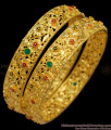 BR1267-2.6 Hand Crafted Stone Work Gold Finish Forming Bangles Set Latest Model