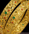 BR1267-2.6 Hand Crafted Stone Work Gold Finish Forming Bangles Set Latest Model