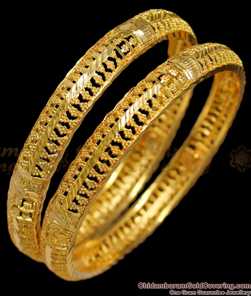 BR1274-2.6 Real Gold Pattern Handcrafted South Indian Design Bangles Bridal Wear