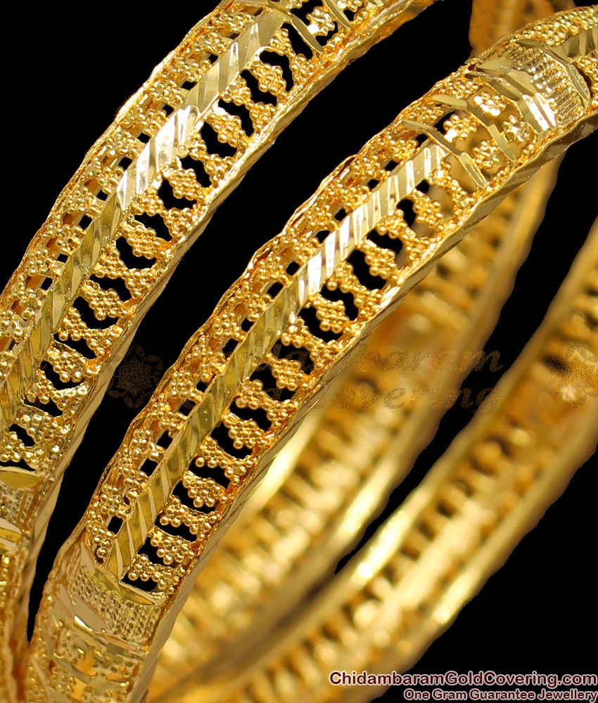 BR1274-2.10 Real Gold Pattern Handcrafted South Indian Design Bangles Bridal Wear