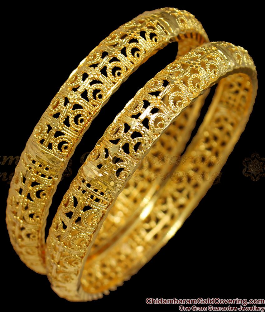 BR1275-2.8 Trendy Flower Model Gold Plated Bangles For Ladies Latest Designs