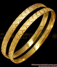 BR1278-2.6 Set Of Two Real Gold Pattern Self Design Bangles For Ladies Online 