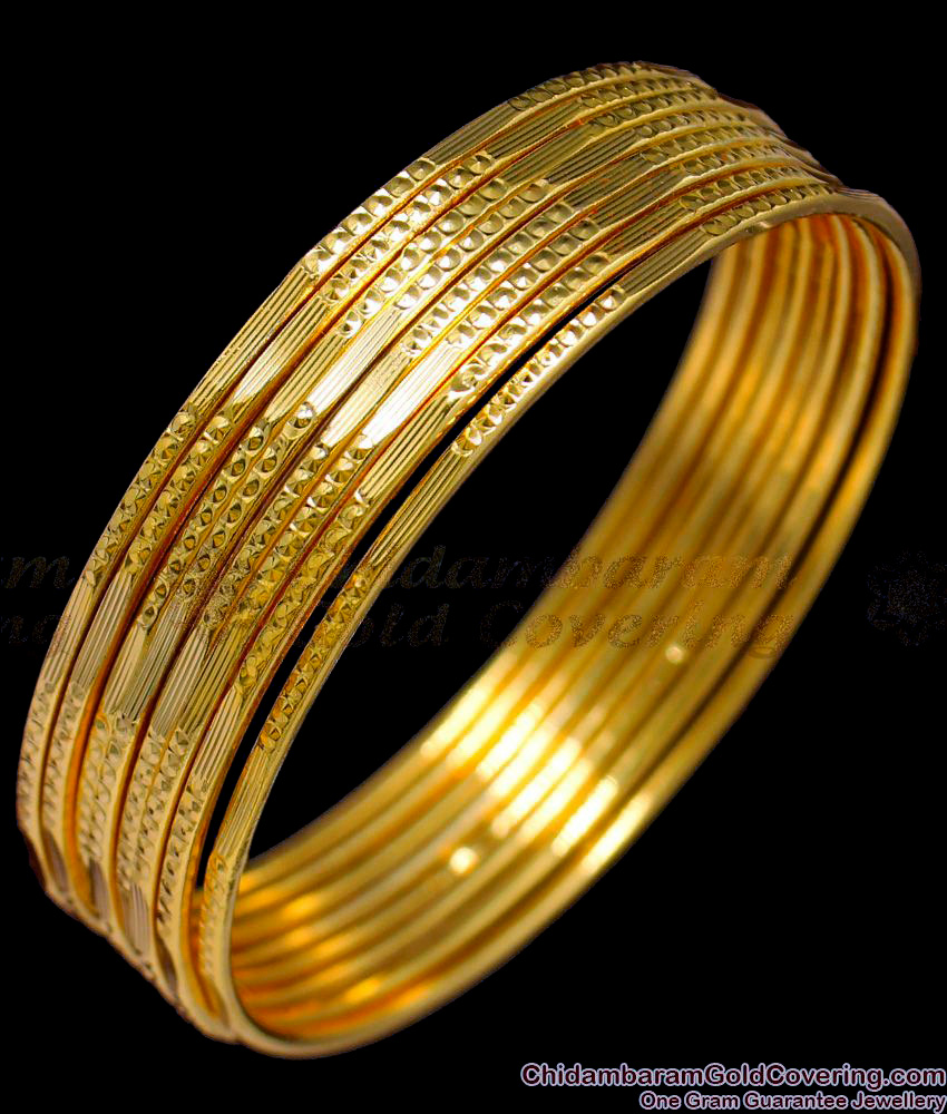 BR1283-2.4 Simple Design Set Of Eight Gold Plated Bangles Daily Wear Jewellery