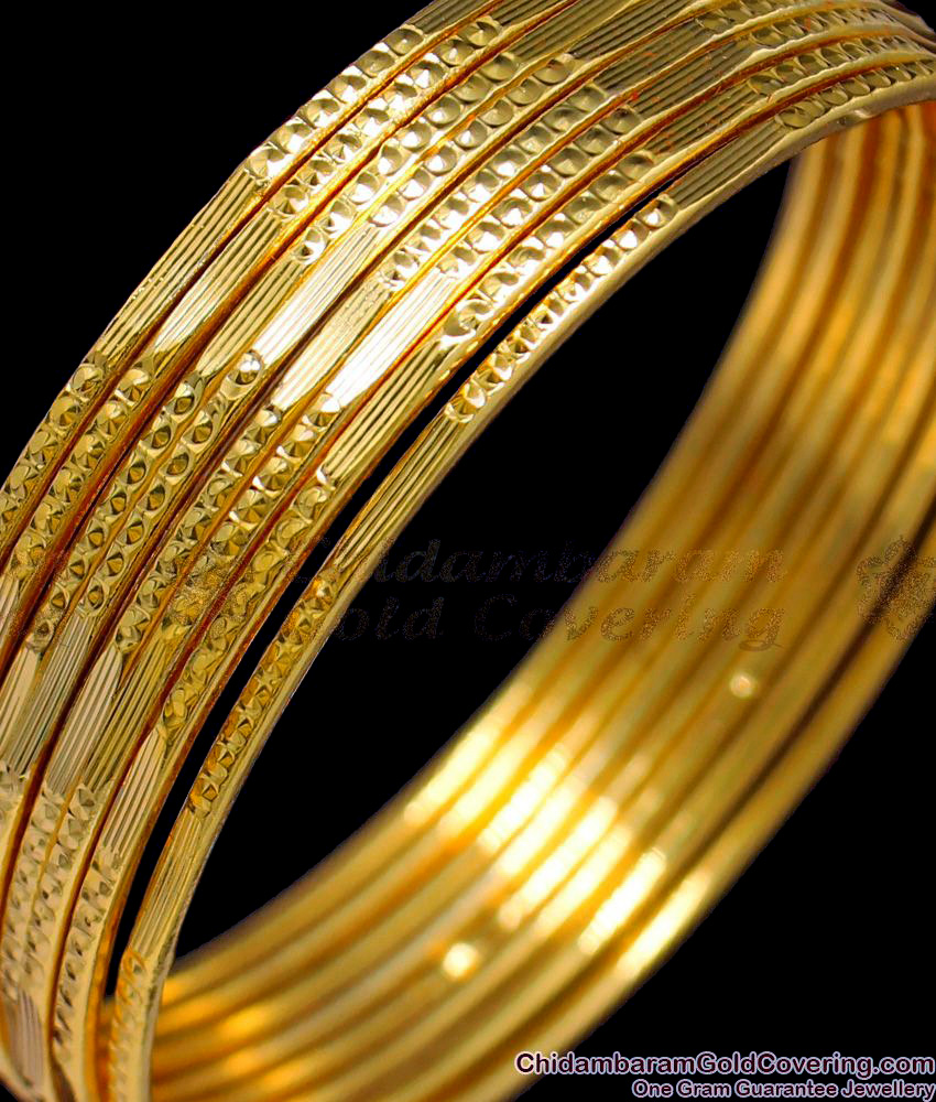 BR1283-2.6 Simple Design Set Of Eight Gold Plated Bangles Daily Wear Jewellery