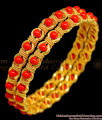 BR1284-2.8 Red Corel Gold Plated Pavala Bangles Jewelry For Ladies